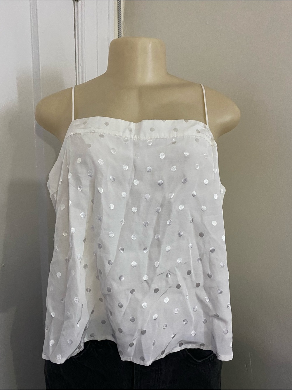 EXPRESS White polka dot wide angle crop top